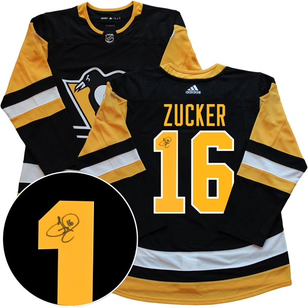 Jason Zucker Signed Jersey Penguins Black Pro Adidas