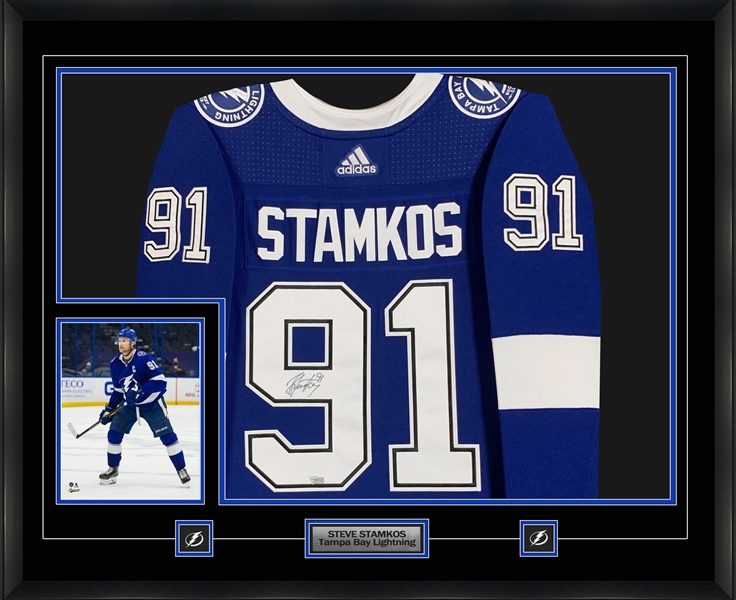 Steven Stamkos Signed Framed Jersey Lightning Blue Adidas