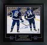 Auston Matthews and Mitch Marner Signed 16x20 Etched Mat Maple Leafs Backview-H (Limited edition of 16)