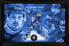 Auston Matthews Signed Puck in a PhotoGlass Frame Maple Leafs