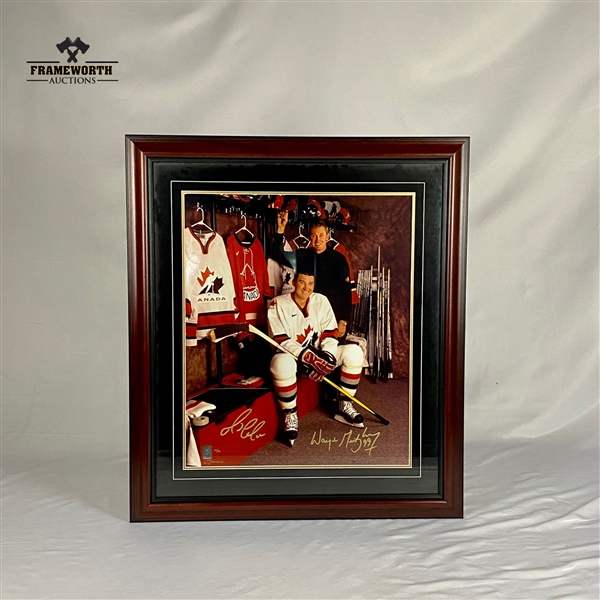 Wayne Gretzky and Mario Lemieux Dual Signed Framed Team Canada-V (Limited Edition of 99)