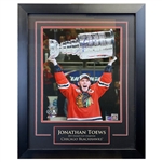 Jonathan Toews Signed Chicago Blackhawks 16x20 Hoisting the Stanley Cup 2015 Framed
