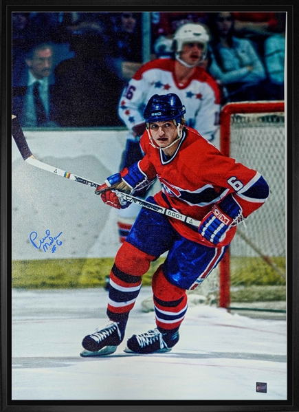 Pierre Mondou Signed Framed 20x29 Montreal Canadiens Canvas