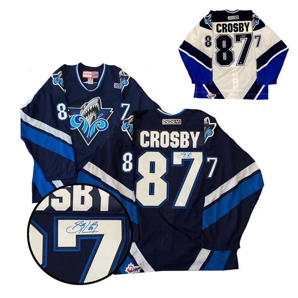 Sidney Crosby Rimouski Oceanic Blue and White Jersey Package (With proper numbering)