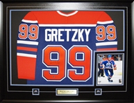 Wayne Gretzky Signed Framed Edmonton Oilers Blue Jersey