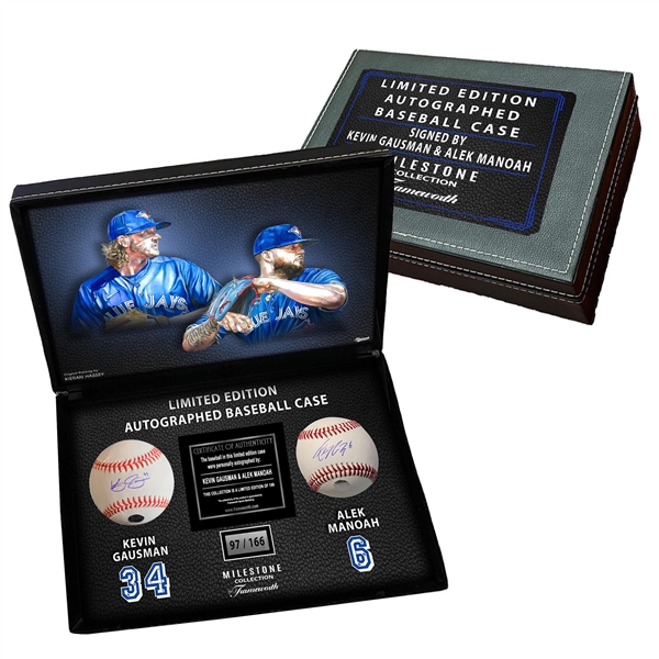 Alek Manoah and Kevin Gausman Signed Baseballs in a Toronto Blue Jays Deluxe Case Limited Edition /166