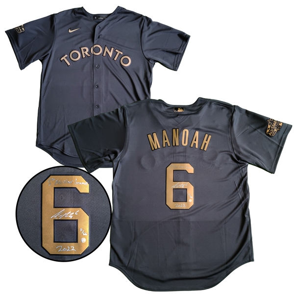 Alek Manoah Signed Toronto Blue Jays 2022 All-Star Game Replica Charcoal Nike Jersey Inscribed "1st All-Star Game" "2022" Limited Edition /66