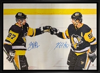 Sidney Crosby & Kris Letang Pittsburgh Penguins Dual-Signed Framed 20x29 Fist Pump Canvas