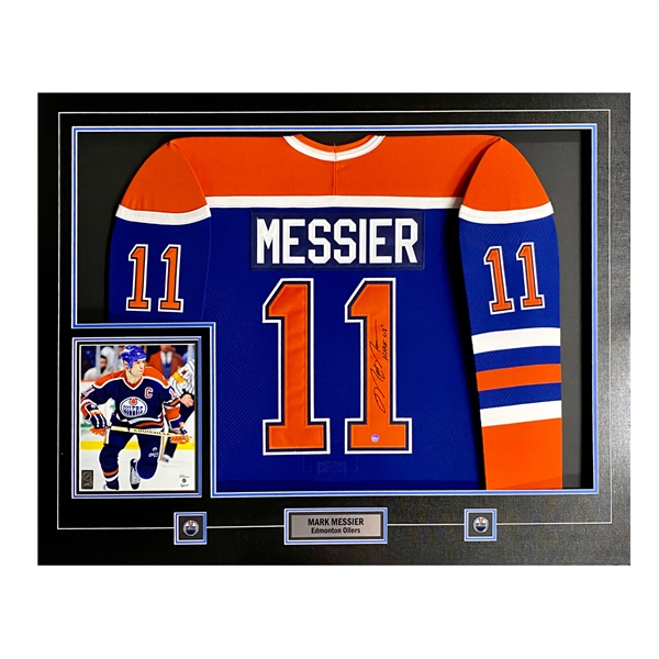 Mark Messier Signed Framed Edmonton Oilers Pro Jersey with "HHOF 2007" Inscribed