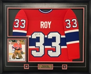 Patrick Roy Signed Framed Montreal Canadiens Jersey