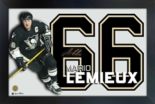 Mario Lemieux Embedded Signature in a PhotoGlass Frame Penguins