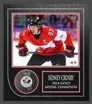 Sidney Crosby Signed Puck Canada Framed w/ 2014 Olympic 8x10