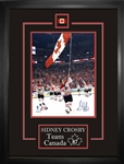 Sidney Crosby Signed 8x10 Photo Canada Framed w/ White 2010 Olympic Celeb Flag-V