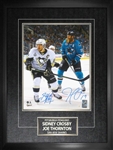 Sidney Crosby and Joe Thornton Dual Signed 11x14 Etched Mat Action-V
