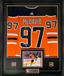 Connor Mcdavid Signed Framed Edmonton Oilers Adidas Orange Jersey