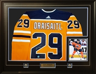 Leon Draisaitl Signed Jersey Framed Oilers Adidas
