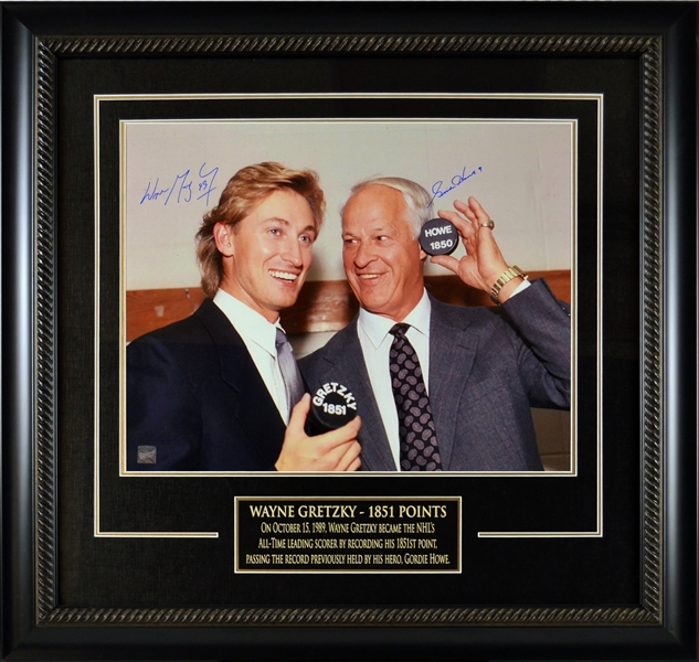 Gordie Howe and Wayne Gretzky Dual Signed - Gretzky Passes Howe for Most Points All-Time