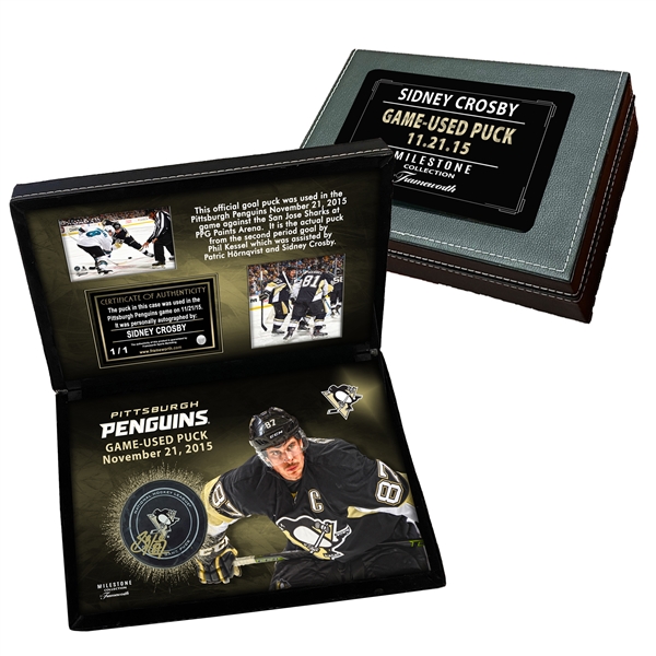 Sidney Crosby Signed Game Used Assist Deluxe Puck Case L/E 1 of 1