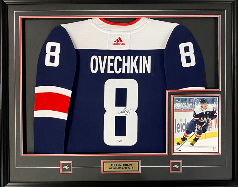 Alex Ovechkin Signed Framed Washington Capitals Blue Adidas Authentic Jersey