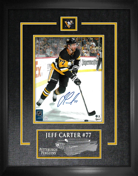 Jeff Carter Pittsburgh Penguins Signed Framed 8x10 Rounding Net Photo