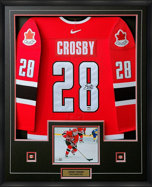 Sidney Crosby Signed Framed Team Canada 2004 Nike Pro Red Jersey