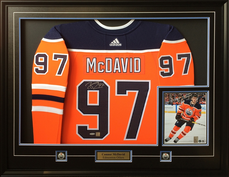 Connor Mcdavid Signed Framed Adidas Auth. Oilers Home Jersey