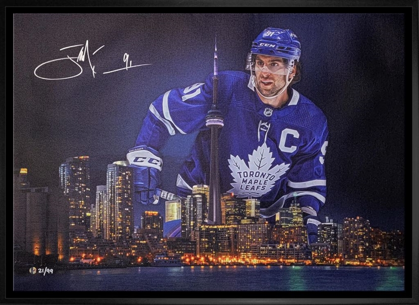 John Tavares Toronto Maple Leafs Signed Framed 20x29 Skyline Canvas LE/ 99