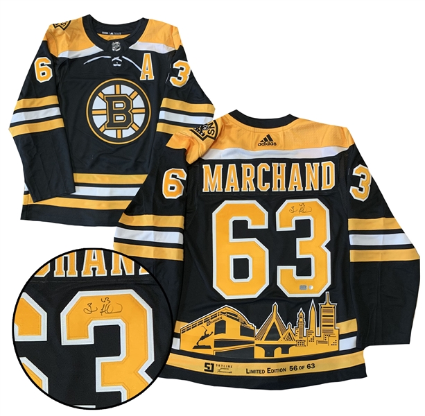 Brad Marchand Signed Boston Bruins Adidas Authentic Skyline Jersey LE/63