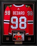 Connor Bedard Signed Framed Chicago Blackhawks Home Adidas Auth. Jersey