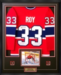 Patrick Roy Signed Framed Montreal Canadiens Red Jersey
