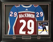 Nathan MacKinnon Signed Framed Colorado Avalanche Burgundy Adidas Authentic With 8x10 Shooting Photo