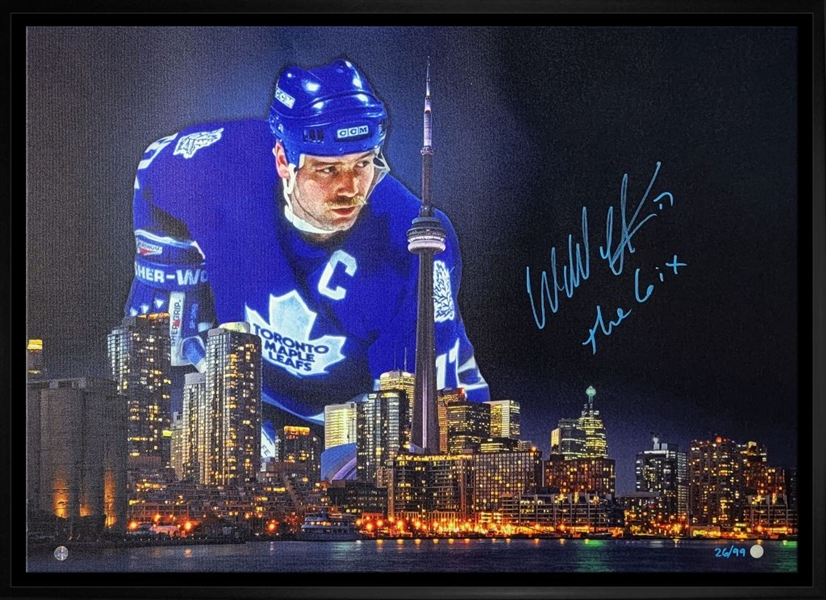 Wendel Clark Toronto Maple Leafs Signed Framed 20x29 Skyline Canvas (Limited Edition of 99)