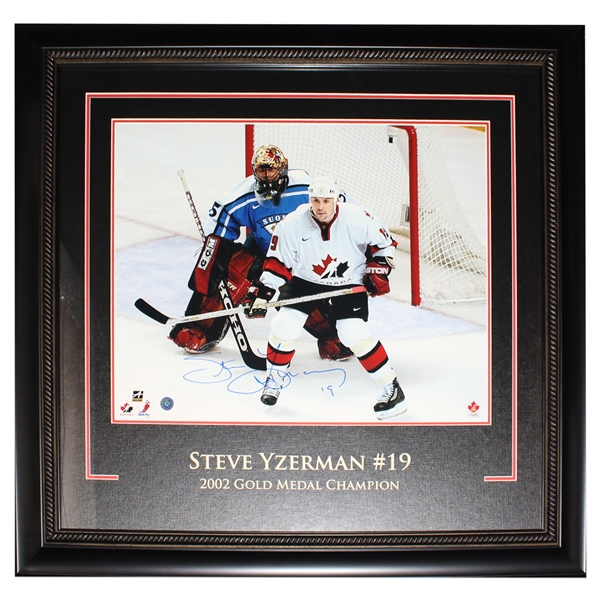 Steve Yzerman Signed 2002 Team Canada Etched Mat