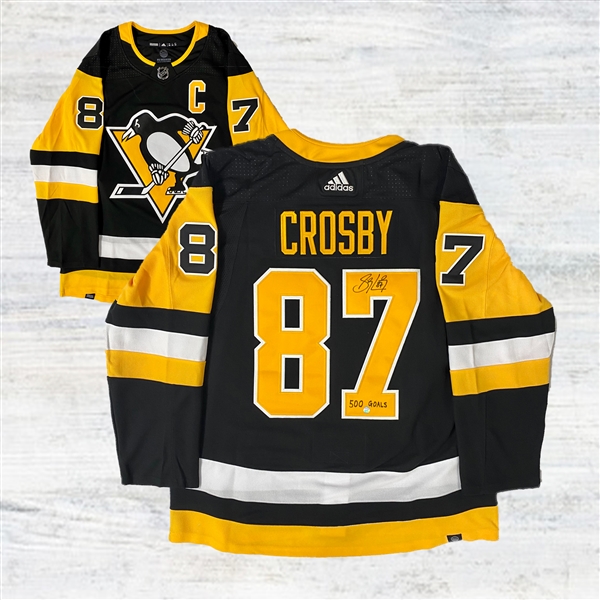 (Out of the Vault) Sidney Crosby Signed Jersey Penguins Home Adidas Auth. Insc "500 GOALS"