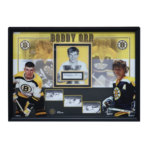 Bobby Orr Signed Boston Bruins Embedded Signature Photo Collage (Detailed Video below)