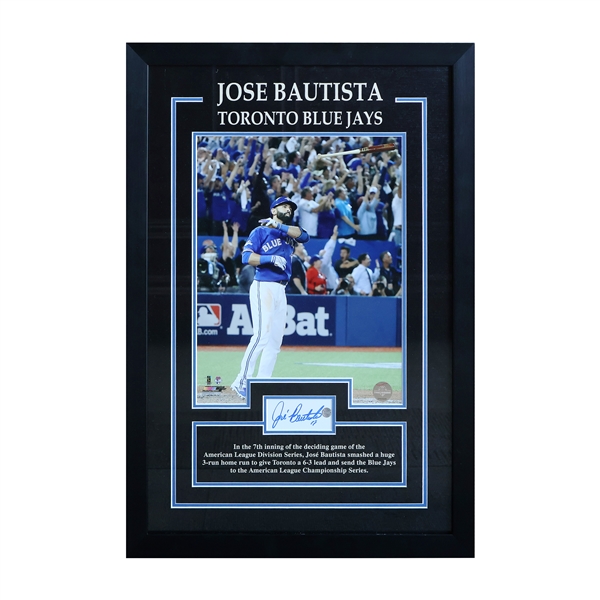 Jose Bautista Signed Embedded signature 16x20 Bat Swing-V