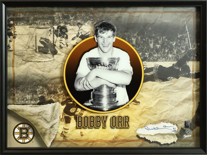 Bobby Orr Signed Bruins Photoglass Collage w/ Embedded Signature 