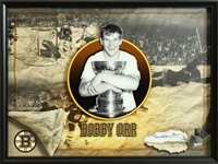 Bobby Orr Signed Bruins Photoglass Collage w/ Embedded Signature 