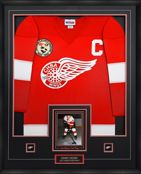 Sidney Crosby Signed Framed Jersey Red Cole Harbour Red Wings L/E87