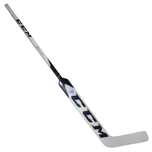Connor Hellebyck Signed Game Model Stick
