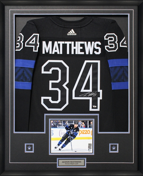 Auston Matthews Signed FRAMED Toronto Maple Leafs Third Team Adidas Auth. Jersey