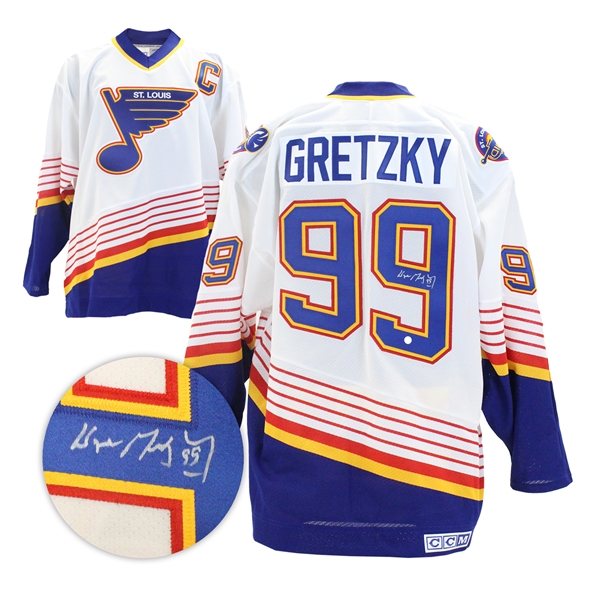 Wayne Gretzky Signed St Louis Blue White CCM Jersey