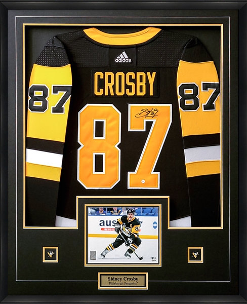 Sidney Crosby Signed Jersey Framed Penguins Black Adidas 