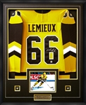 Mario Lemieux Signed Framed Pittsburgh Penguins 1985 Rookie CCM Jersey
