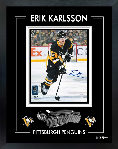 Erik Karlsson Signed Framed 8x10 Pittsburgh Penguins Photo Glass -V