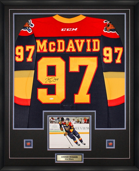 Connor Mcdavid Signed Framed Erie Otters CCM Pro Jersey