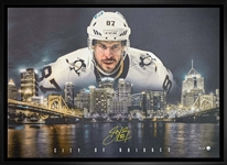 Sidney Crosby Signed Framed Pittsburgh Penguins City of Bridges 20x29 Canvas (Limited Edition of 87)