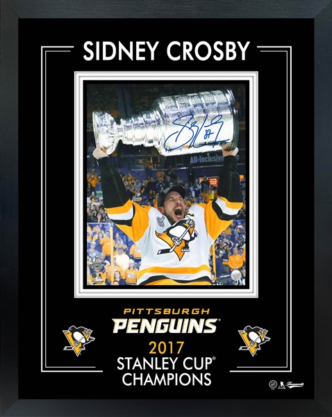 Sidney Crosby Signed 8x10 Framed PhotoGlass 2017 Stanley Cup Penguins (Limited Edition of 87)