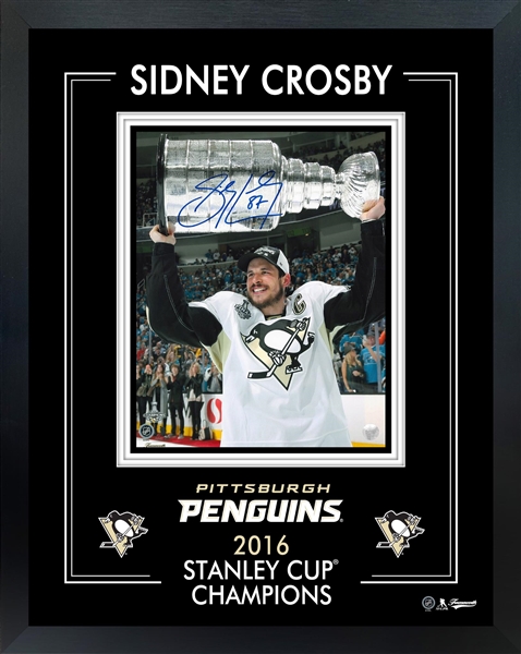 Sidney Crosby Signed 8x10 Framed PhotoGlass 2016 Stanley Cup Penguins (Limited Edition of 87)