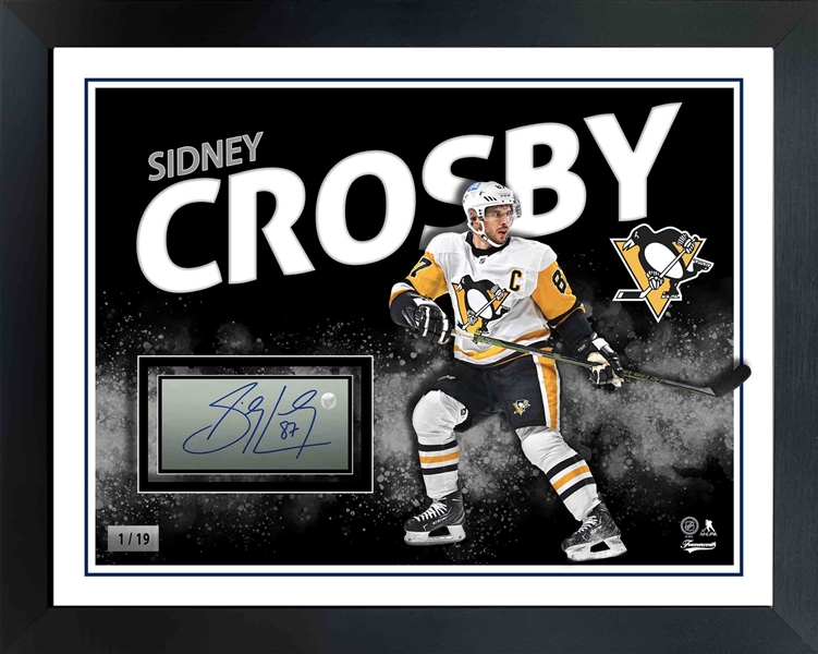 Sidney Crosby Embedded Signature16x20 PhotoGlass Frame Penguins (Limited Edition of 19)